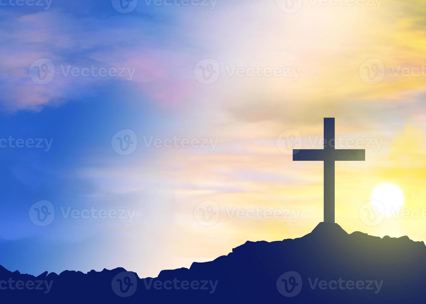 Good Friday christian jesus silhouette background sunset photo