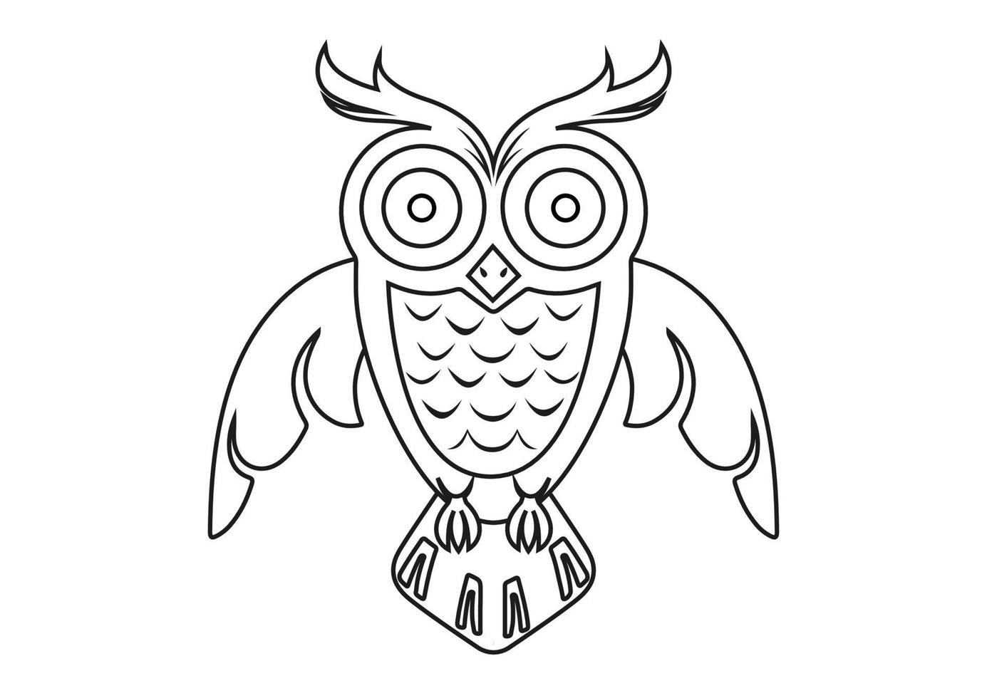 Black and White Owl. Coloring Page Of Cartoon Owl vector