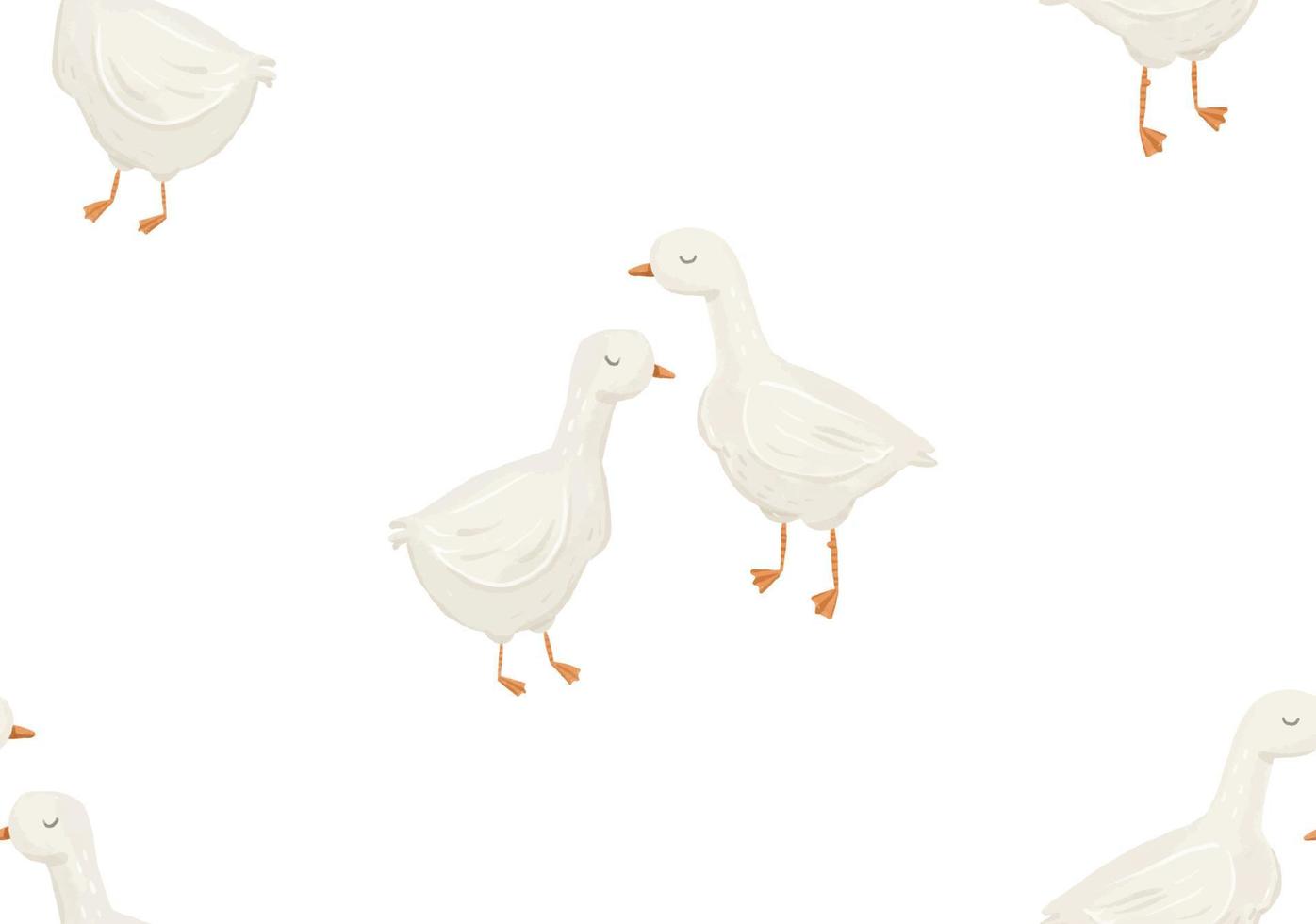 simple illustration of goose, handpainted endless childish vector pattern
