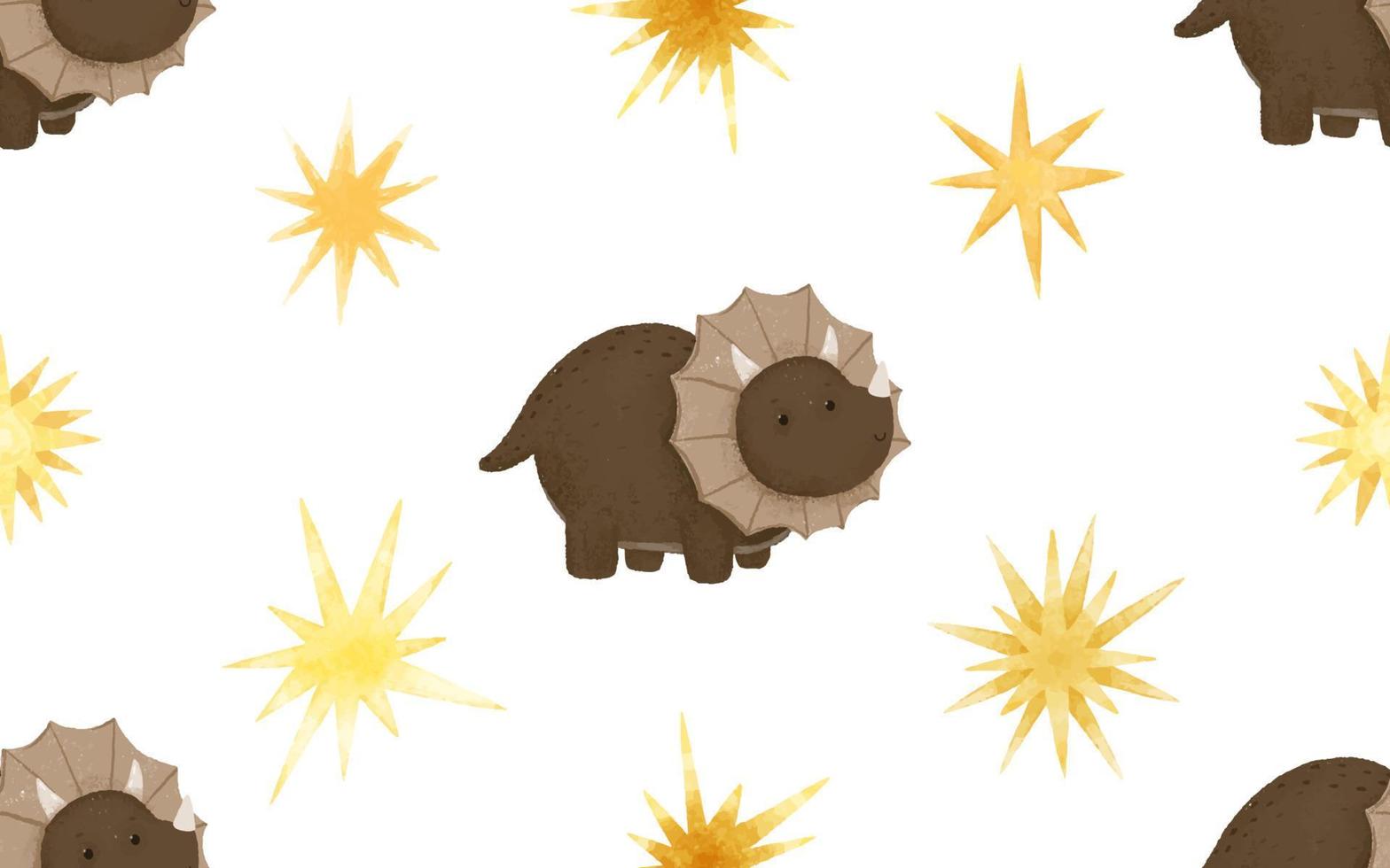 seamless pattern with cartoon dino, cute dinosaur vector
