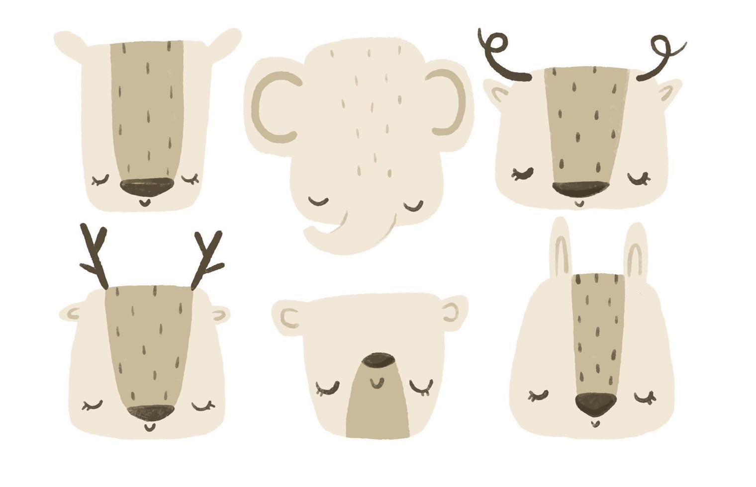 Cute scandinavian animals. Hand drawn. Doodle cartoon animals for nursery posters vector