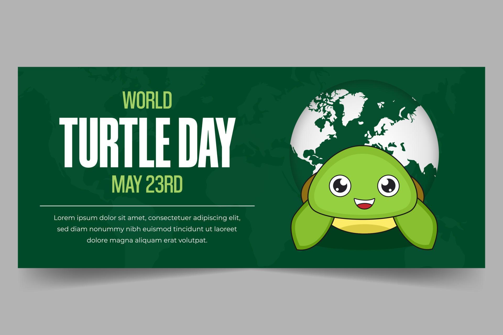 World Turtle Day May 23rd banner design with turtle and globe