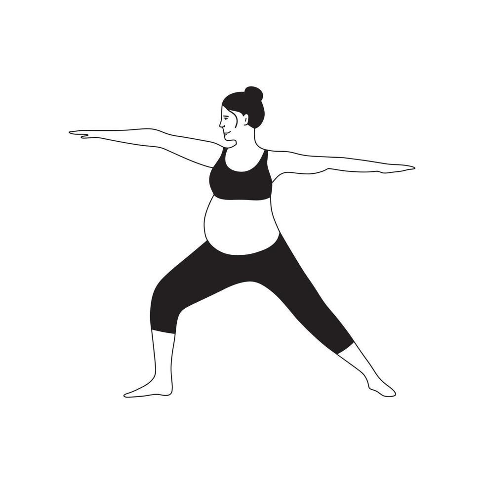 embarazada mujer haciendo yoga ejercicio. asana para salud y cuerpo relajación. mano dibujado ilustración aislado en blanco antecedentes. vector