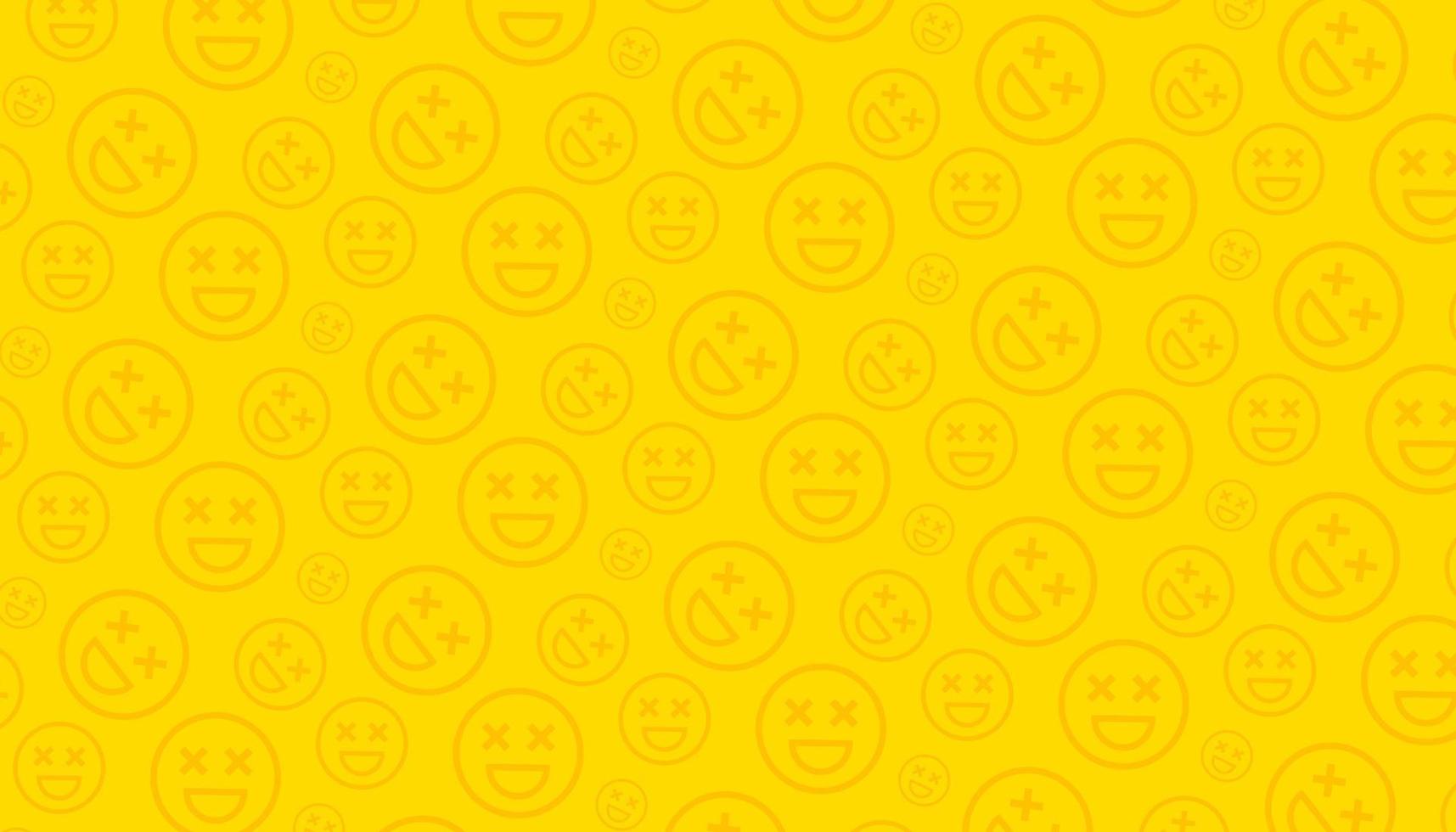 Seamless pattern of yellow emoticons on a yellow background vector