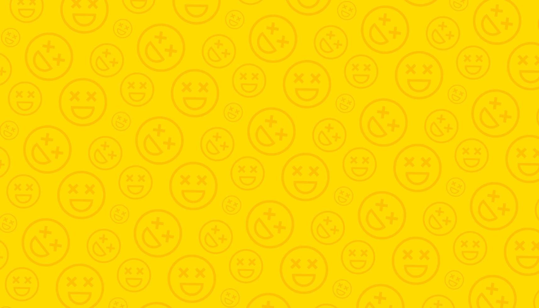 Seamless pattern of yellow emoticons on a yellow background vector