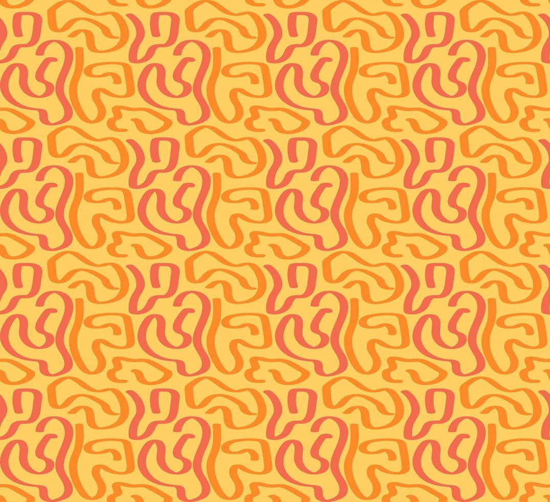 Groovy pattern abstract line on yellow background. Abstract horizontal background with colorful waves. vector