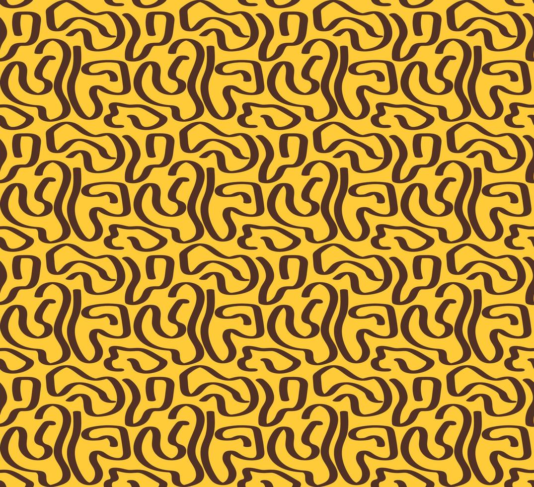 Pattern abstract black line on yellow background. Abstract horizontal background with waves. vector