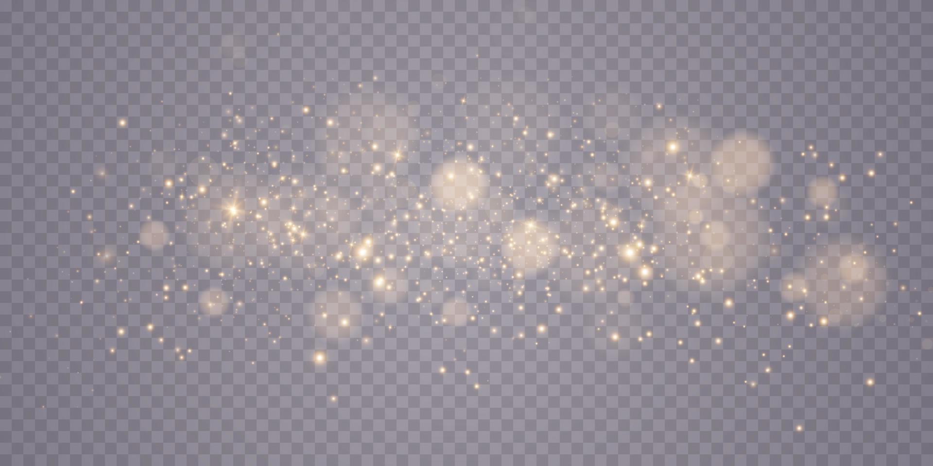 Golden Shining bokeh. LigGolden bokeh lights with glowing particles isolated. vector