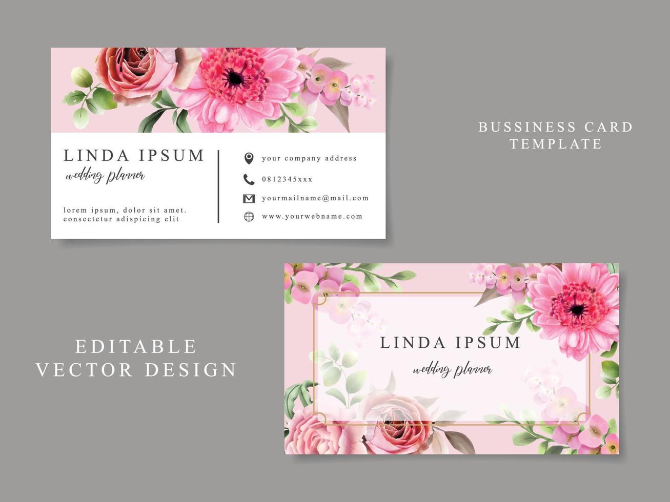 floral watercolor bussiness card template vector