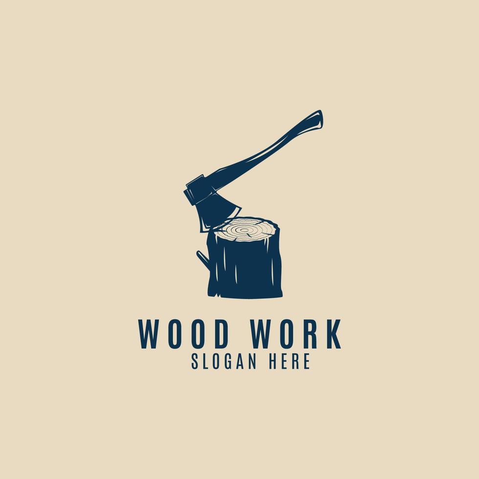 lumberjack axes  vintage logo wood work icon  vector illustration design