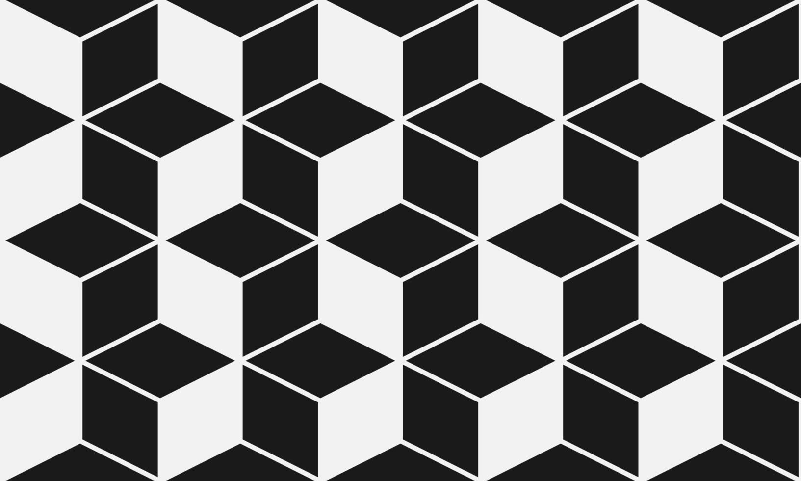 Seamless black and white cube geometric pattern. Geometry grid decoration pattern. Cubic pattern. Perfect for walls, interior, gift, wrapping paper, fabric, decoration, prints. Pro vector pattern.