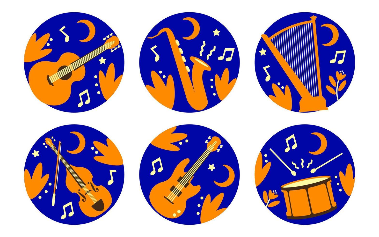 musical instrumento pegatina conjunto vector