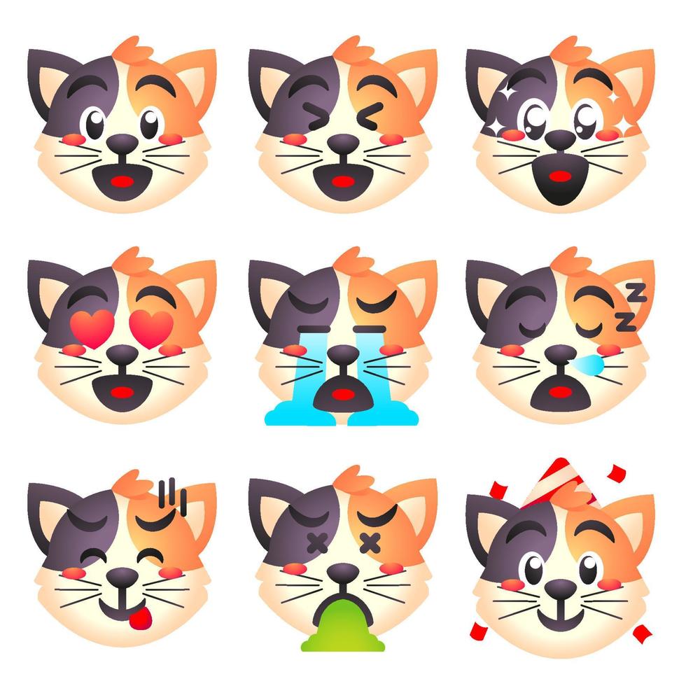 cute cat icon sticker set vector