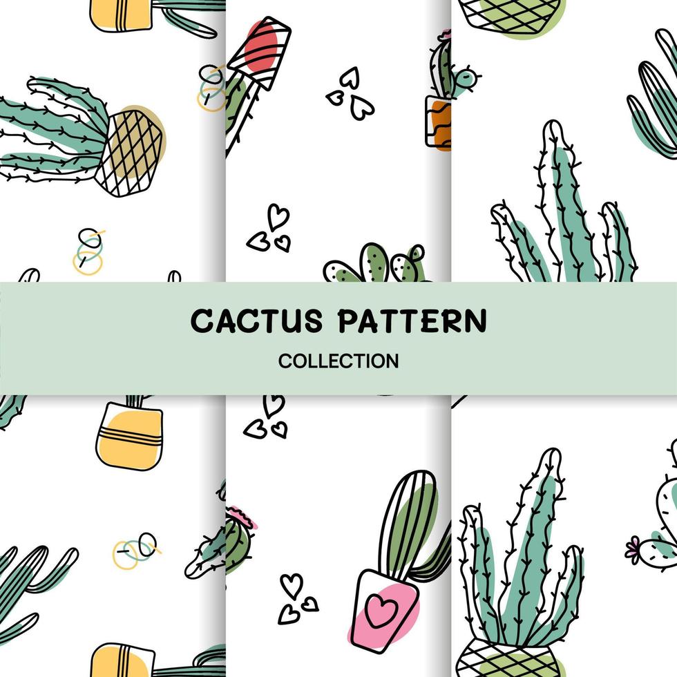 un colección de de colores cactus diseños en blanco antecedentes vector