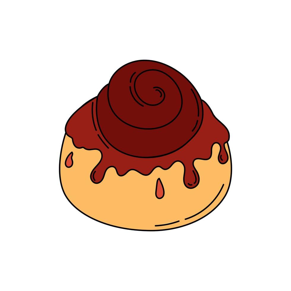 Cinnabon doodle Vector color illustration isolated on white background