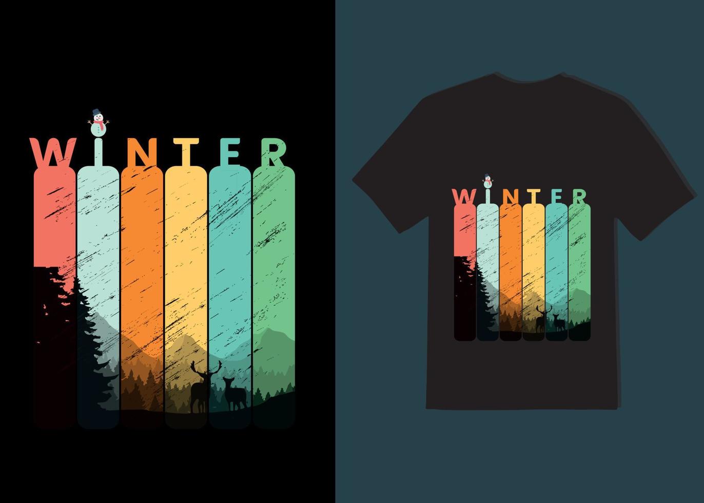 winter retro t shirt design for you 2023 vector