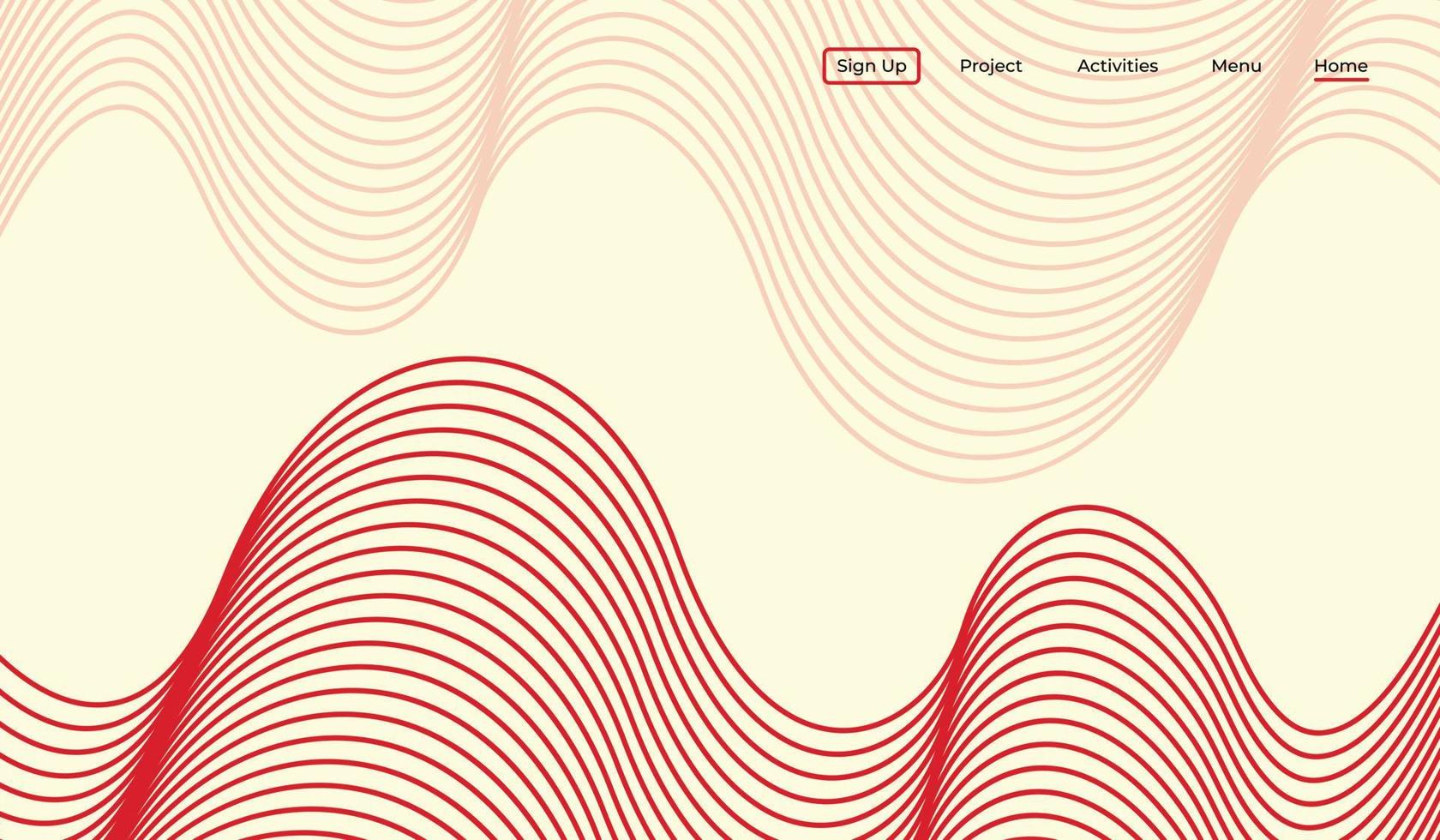 Wavy lines background template for landing page design vector