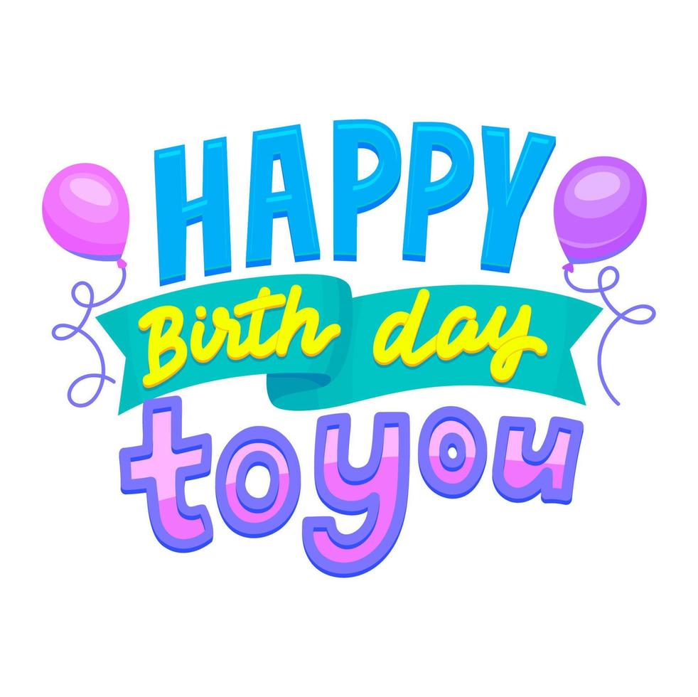 Happy Birthday icon, festive vector lettering type