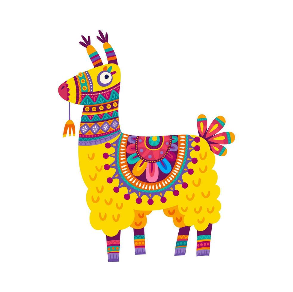 Funny peruvian llama alpaca kids cartoon character vector