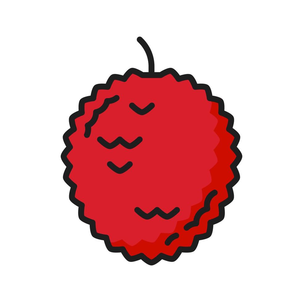 Yuzu citrus raw fruit color line icon vector