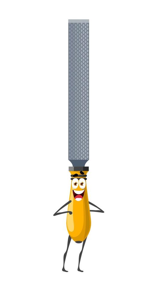 Cartoon file rasp tool character, work instrument vector