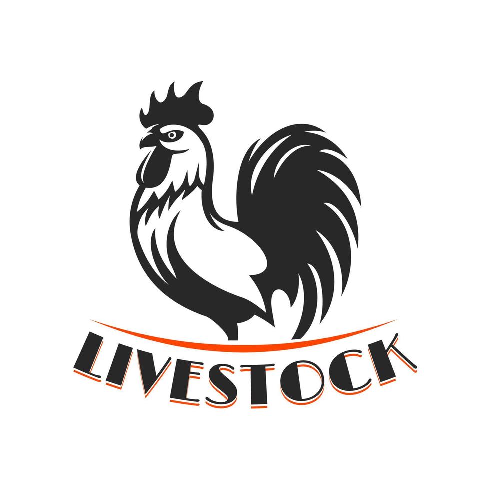 Agriculture company and poultry farm rooster icon vector