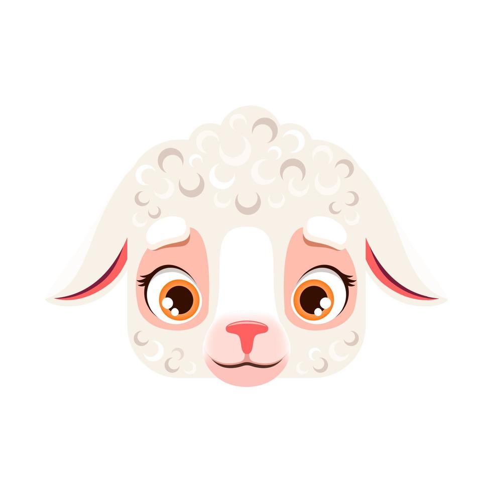 Cartoon sheep or lamb kawaii square animal face vector