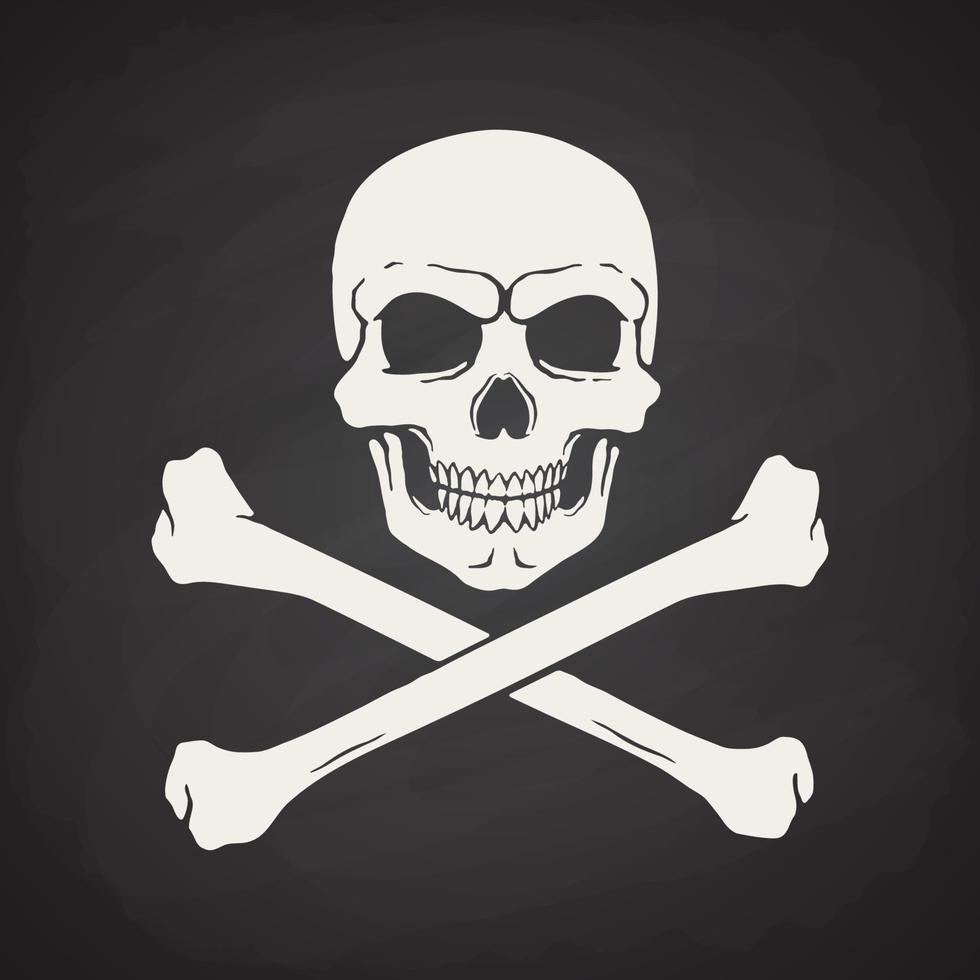 Silhouette of skull Jolly Roger with crossbones at the bottom vector