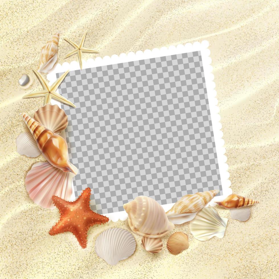 foto marco en verano playa, playa parte superior ver vector