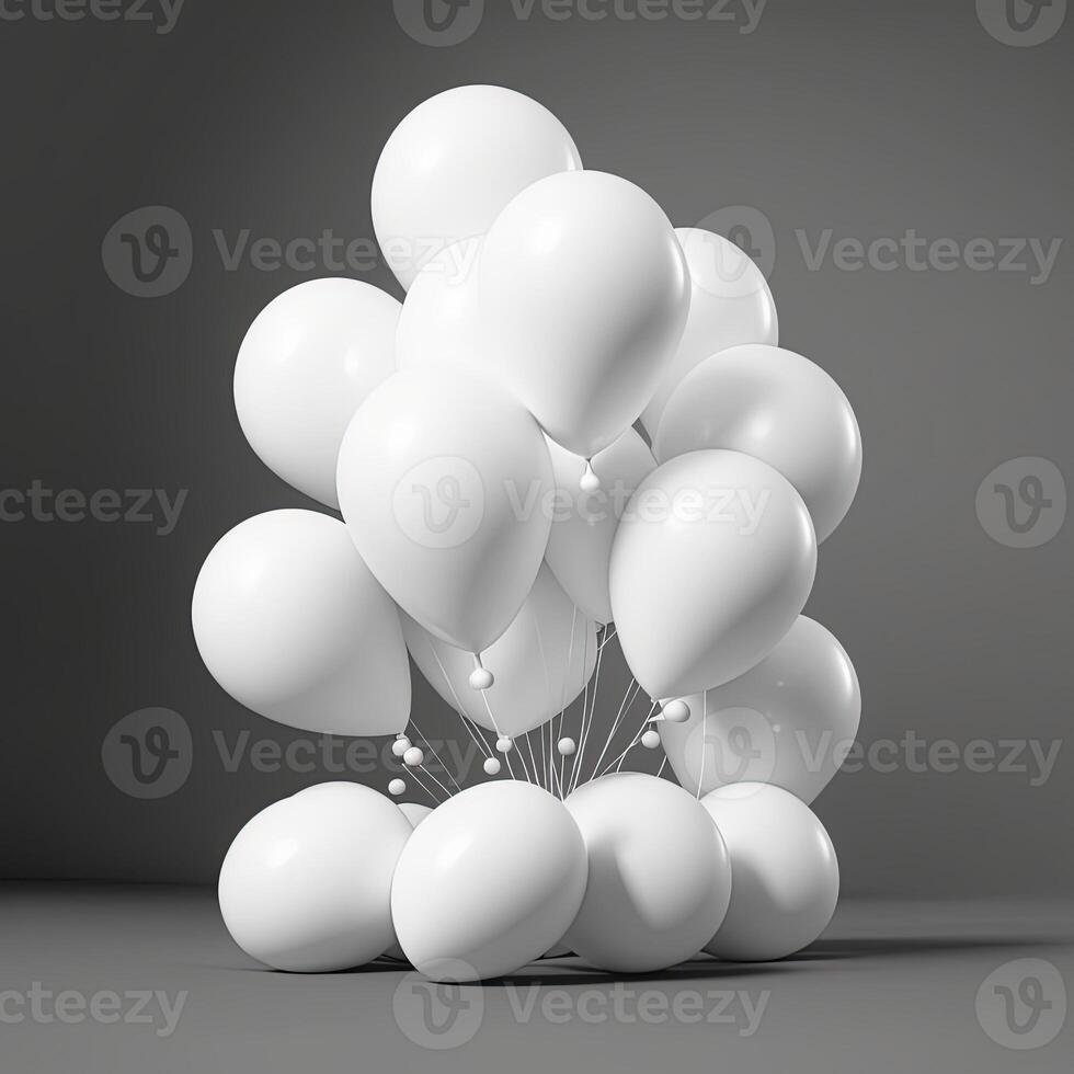 illustration pile of white helium balloons made with photo