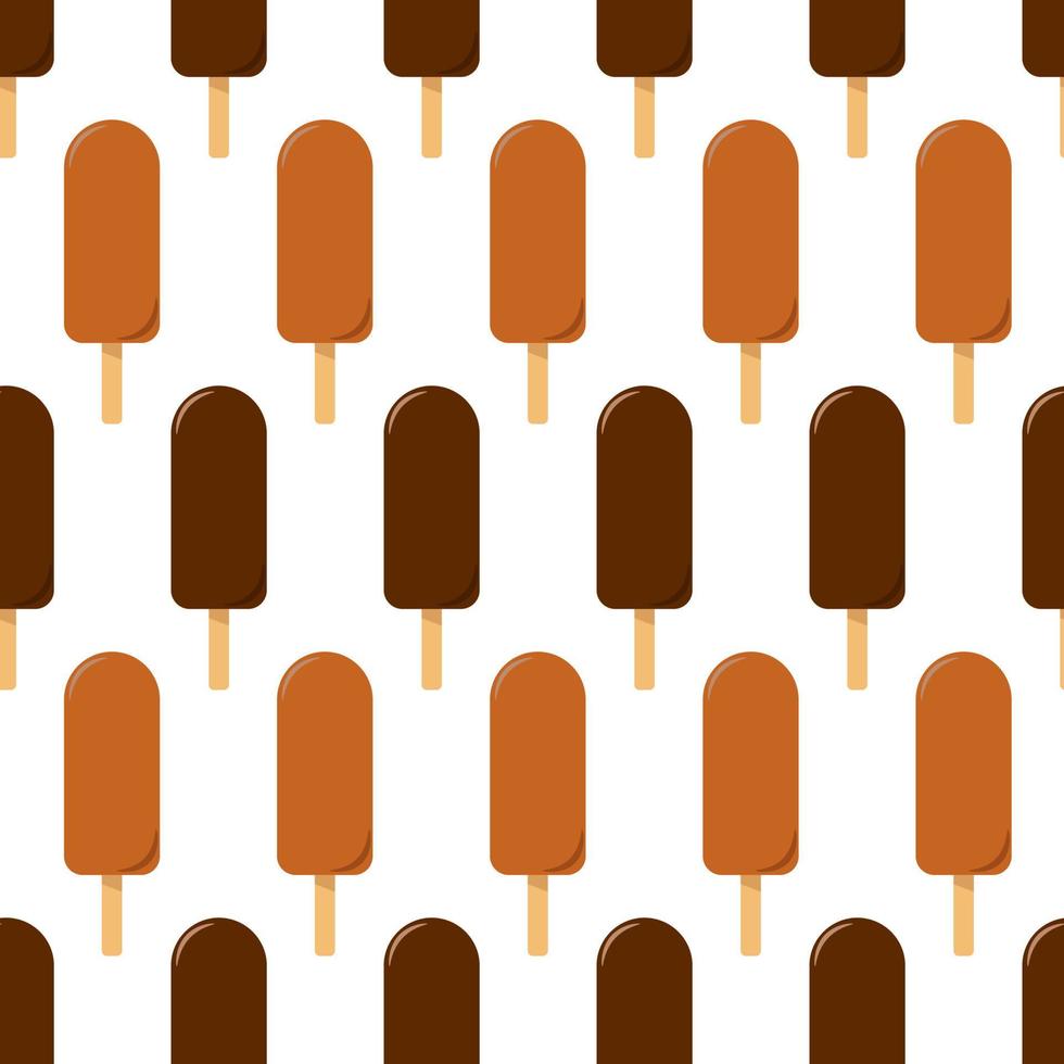 Seamless pattern with ice cream. Eskimo on a stick in chocolate icing. Flat style vector image