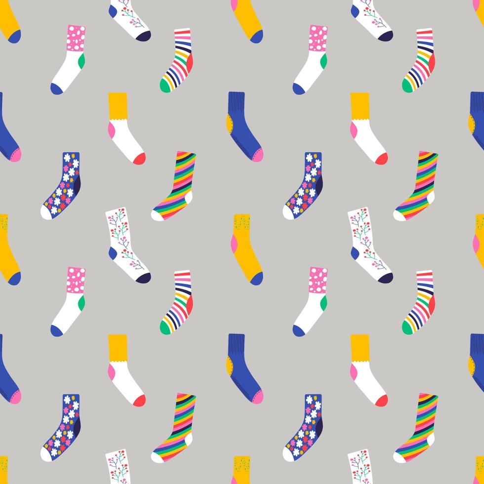 Seamless pattern with colorful trendy socks vector illustration