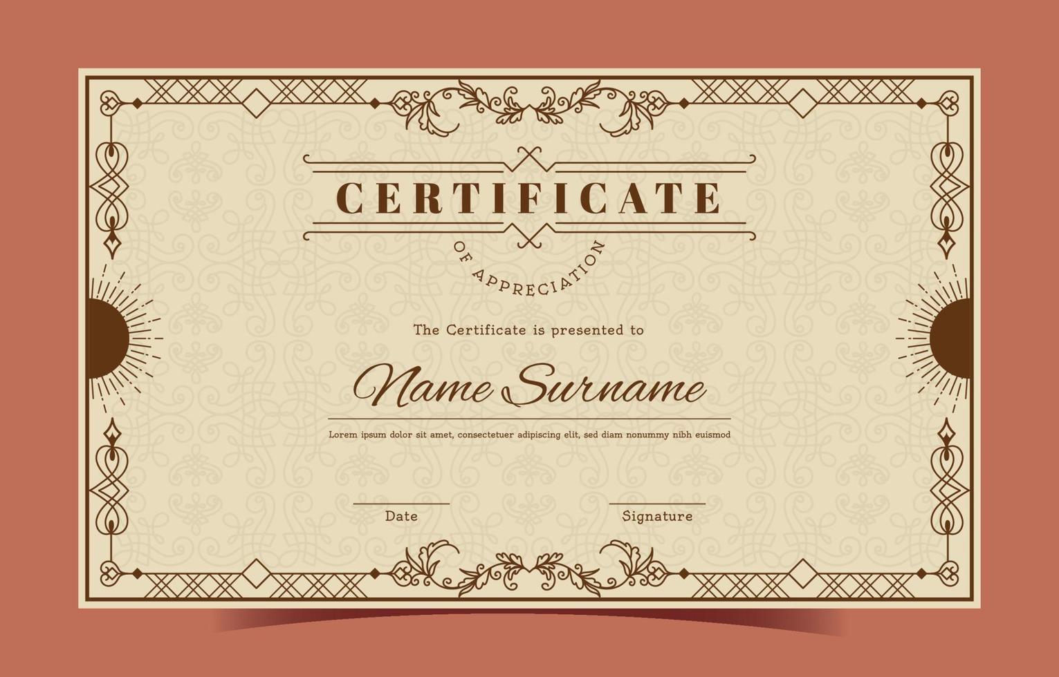 Vintage Certificate of Appreciation vector