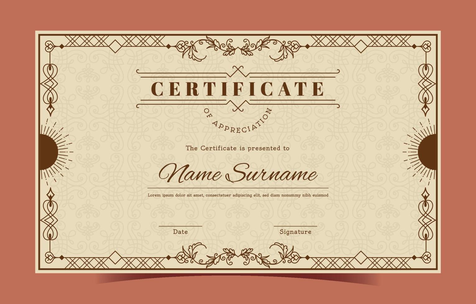 Vintage Certificate of Appreciation vector