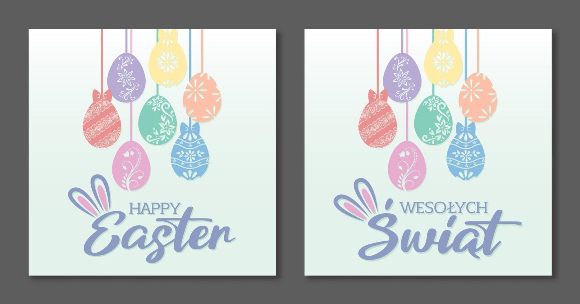 Easter eggs. Easter card. Happy Easter in polish and english version. vector