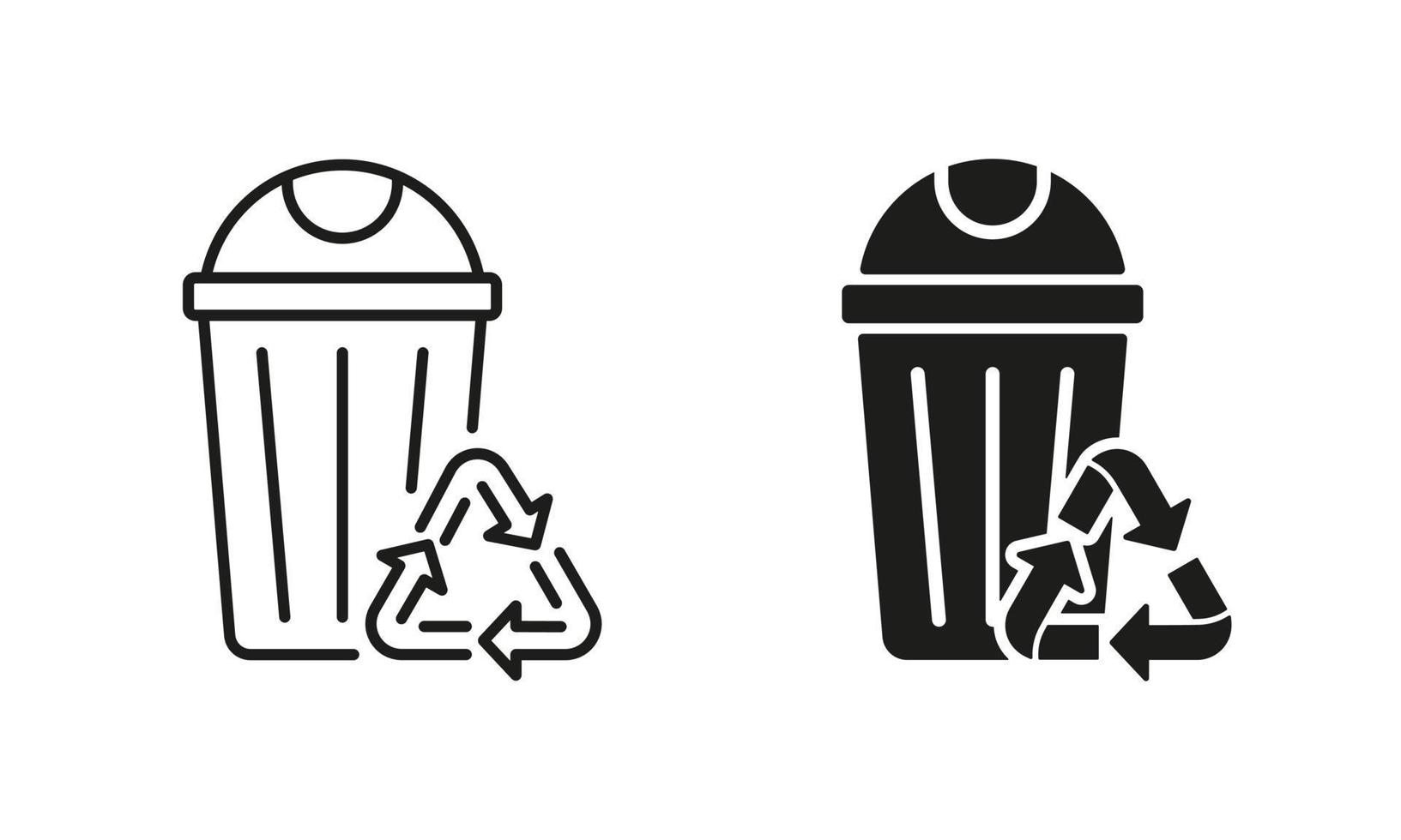 Vector Reciclado Reciclado Bin Silueta Con Bolsas De Basura Llena De  Residuos Reciclables Y Jardín, Aisladas Sobre Fondo Blanco. Iconos De  Colores De La Industria De Reciclaje Ilustraciones svg, vectoriales, clip  art