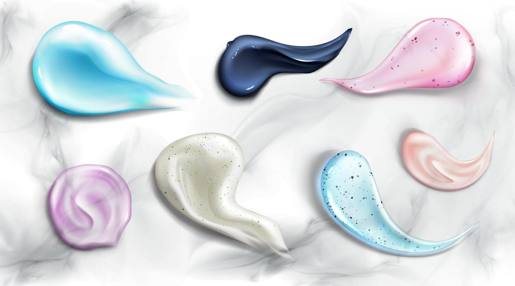 Cosmetic cream and scrub smear realistic set vector