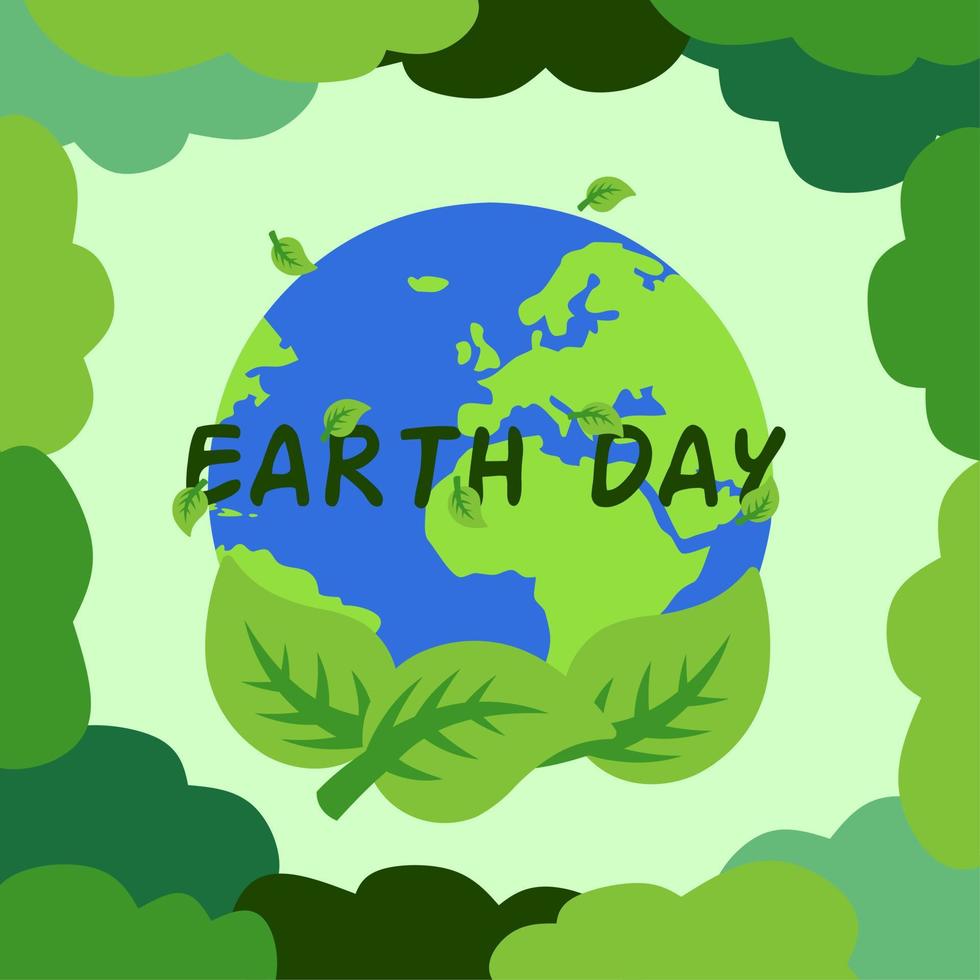 Happy earth day. Vector illustration of international mother earth day. Design for earth day celebration or environmental concerns. Green world of nature. Save the world design poster. Green planet