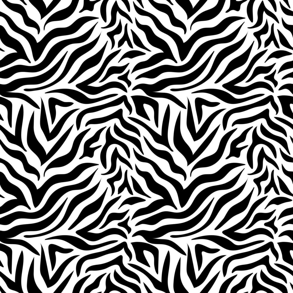 Zebra skin, stripes seamless pattern vector