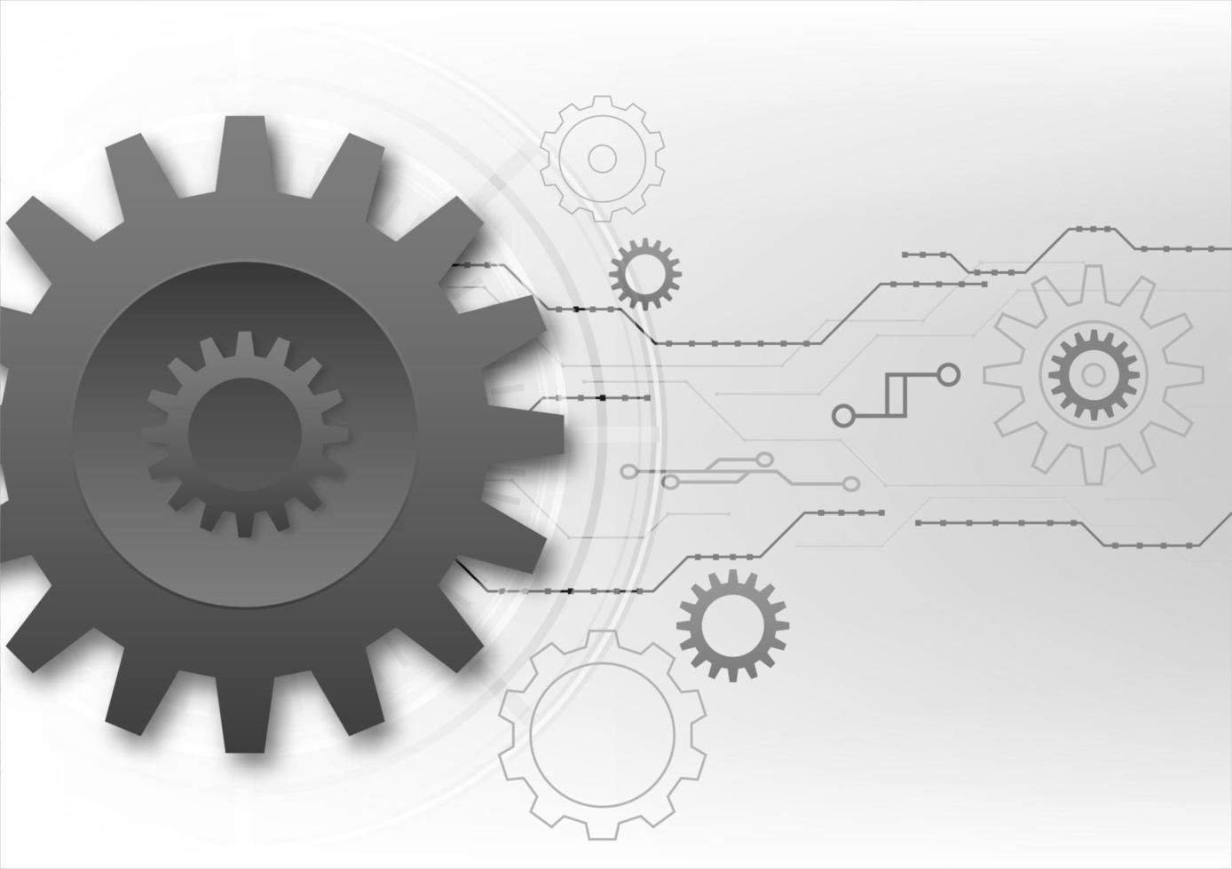 Vector abstract futuristic gear wheels and cogs. Illustration hi-tech, engineering, digital technology concept with light grey color background.