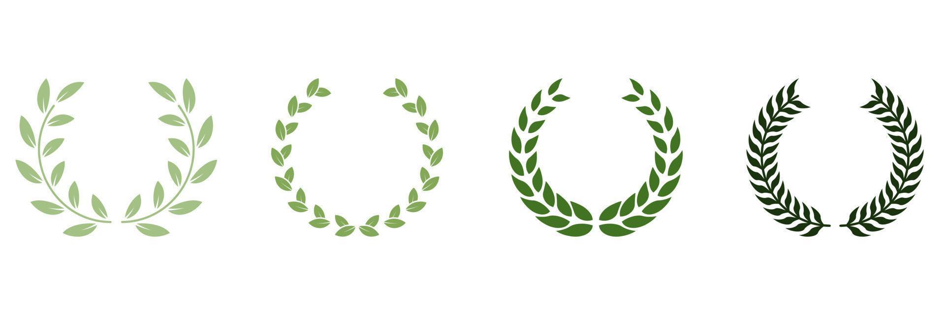 Green Olive Leaves Trophy. Vintage Champion Prize Symbol. Laurel Wreath Award Silhouette Icon. Circle Branch with Leaf Victory Emblem for Winner Pictogram. Wreath Laurel. Isolated Vector Illustration.