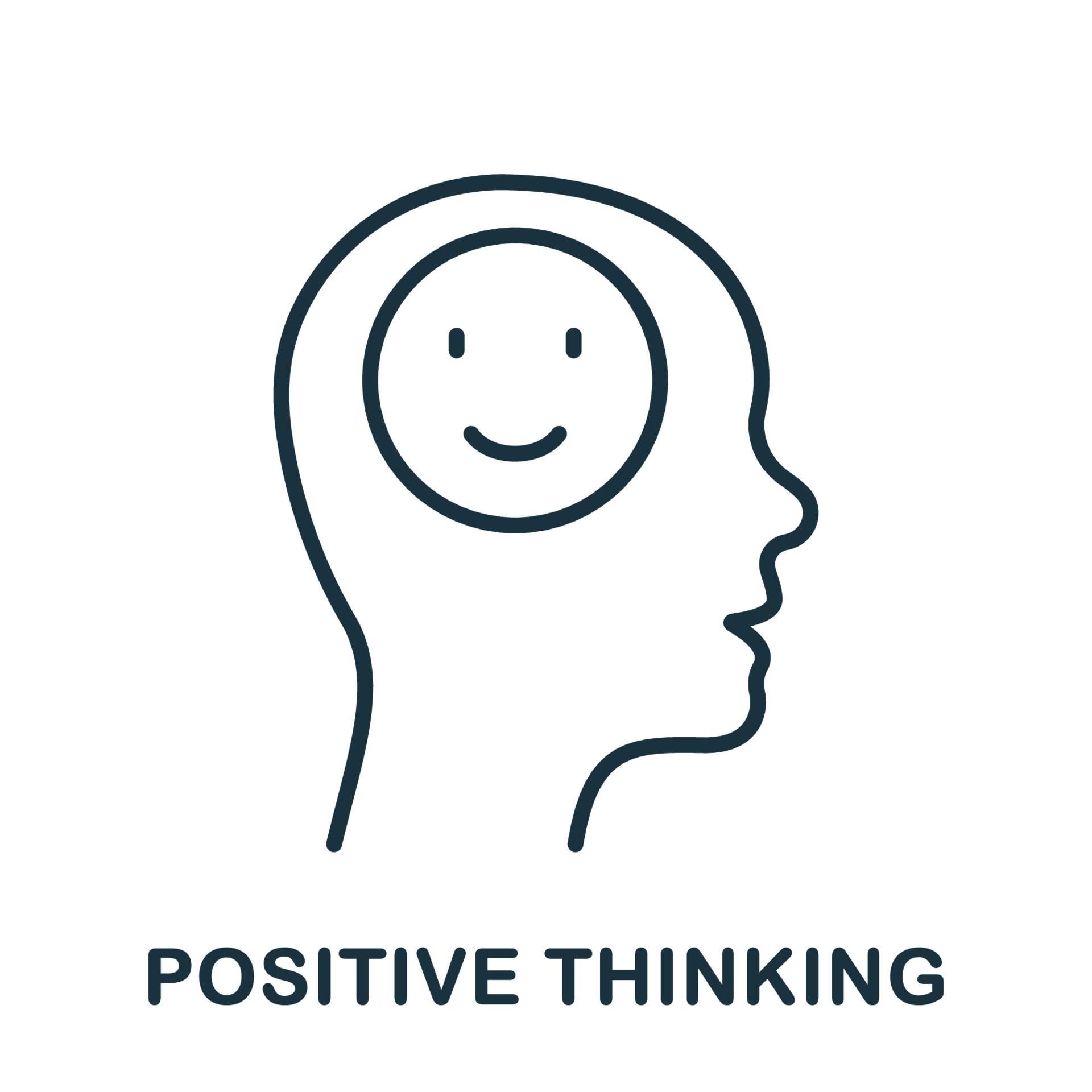 Symbol Für Gute Laune Positives Denken Mit 6 Buchstaben Positive Thinking Line Icon. Mental Health, Smile in Human Head Linear