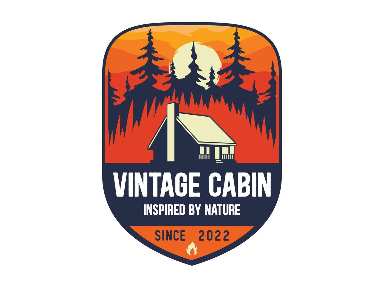 vintage outdoor adventure badge cabin logo design vector