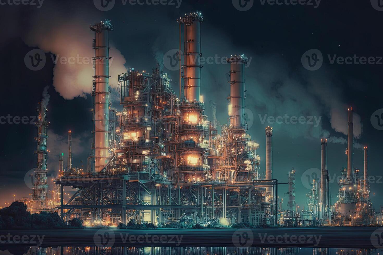 petróleo y gas industria. refinería producción planta. creado con generativo ai foto