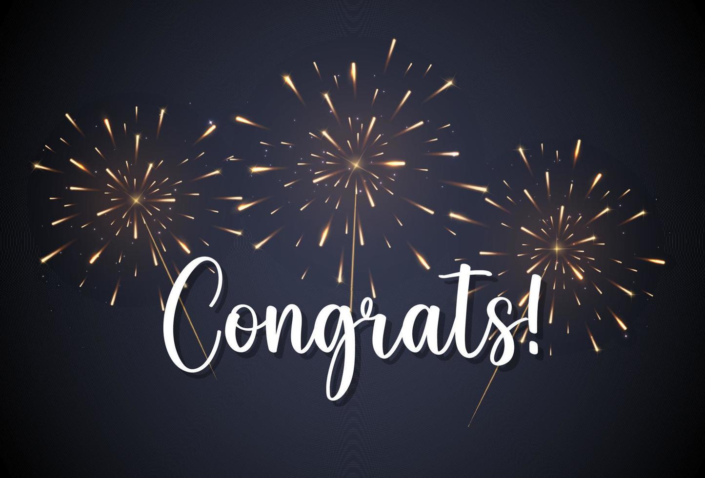 Blue Congrats Background with Fireworks Vector Illustration EPS10