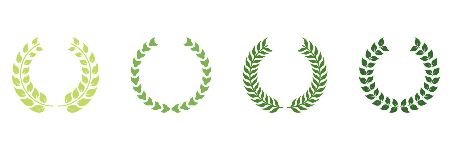 Wreath Laurel, Olive Leaves Trophy. Laurel Wreath Award Green Silhouette Icon. Circle Branch with Leaf Victory Emblem for Winner Pictogram. Vintage Champion Prize Symbol. Isolated Vector Illustration.