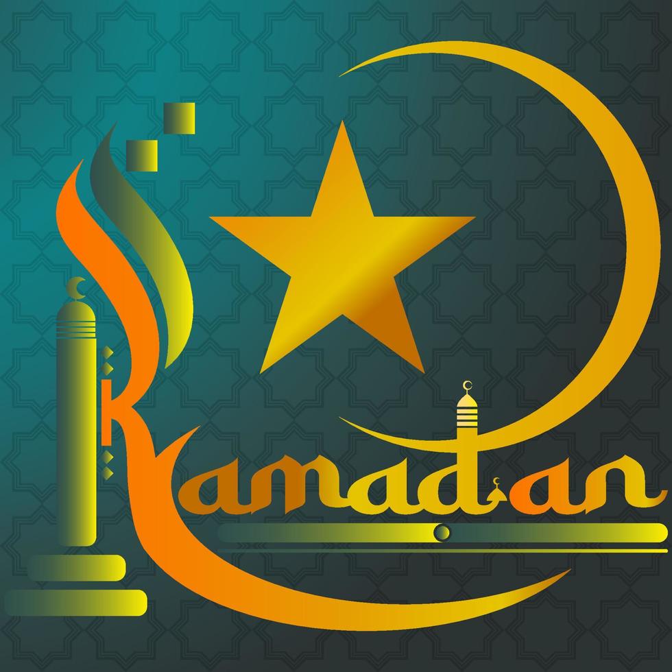 happy ramadan background green vector