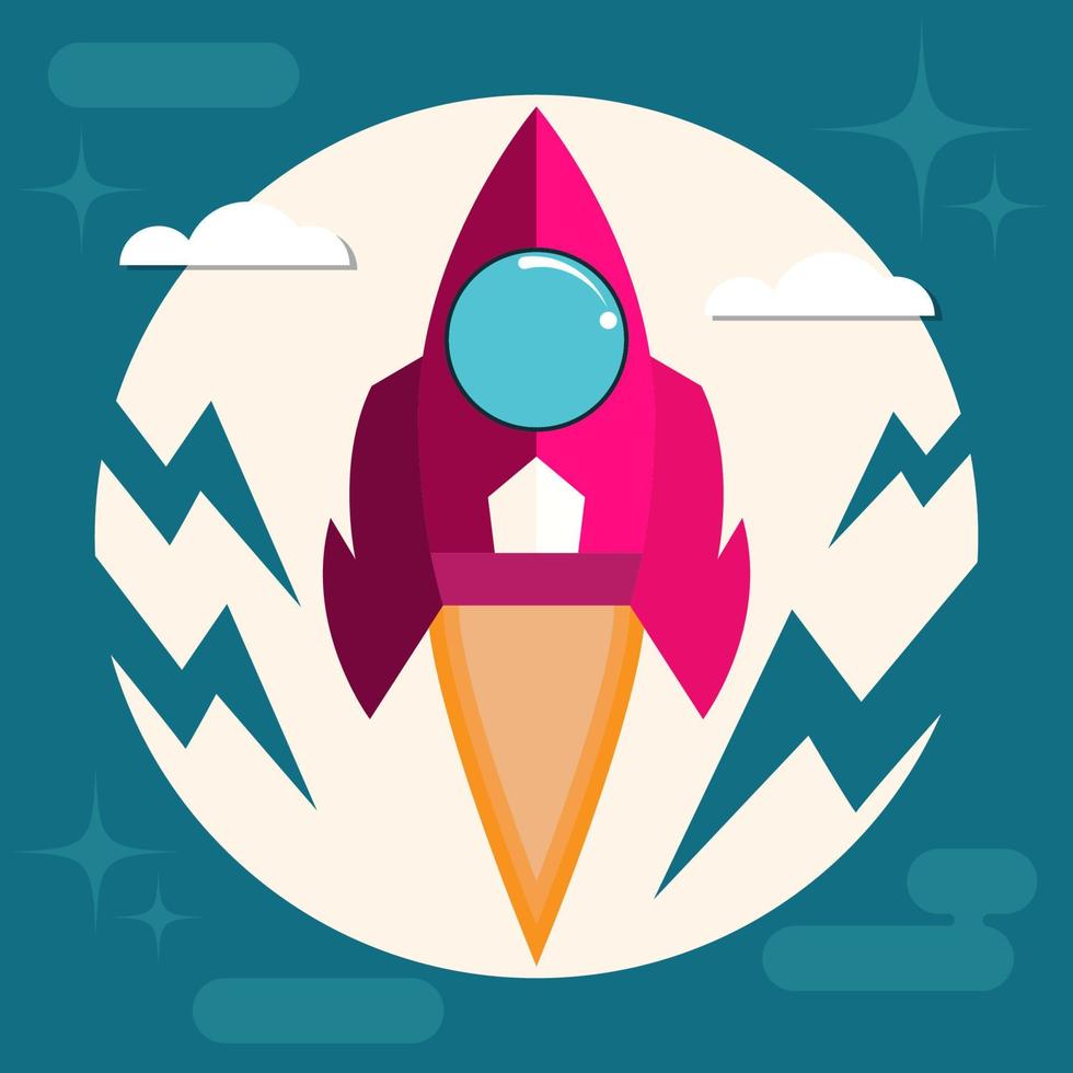 rocket flying in the sky vector