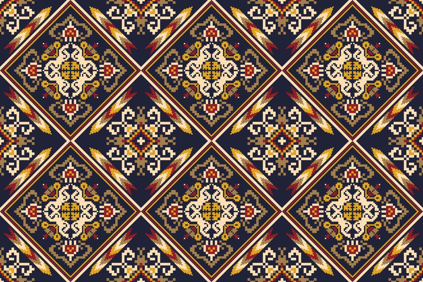 floral cruzar puntada bordado en oscuro púrpura fondo.geometrico étnico oriental sin costura modelo tradicional.azteca estilo resumen diseño vectorial para textura,tela,ropa,envoltura,decoración,estampado vector