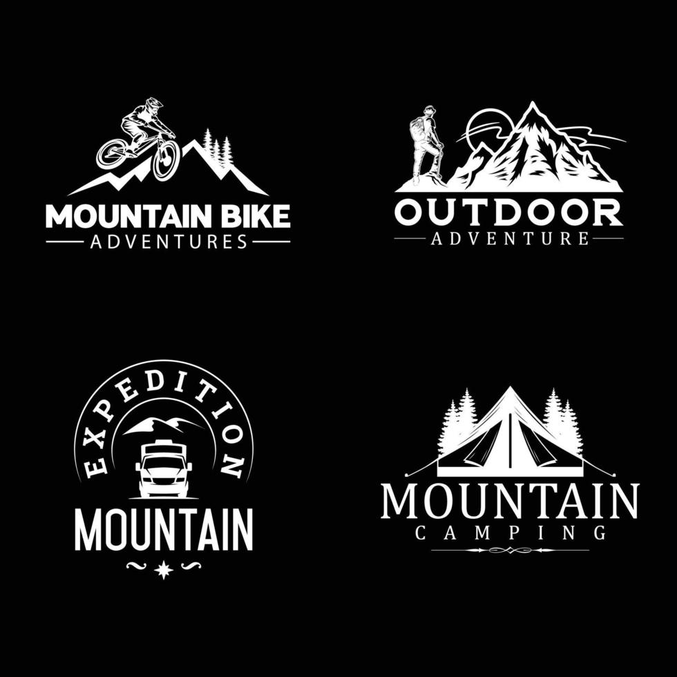 four vintage outdoor adventure logo designs set vector